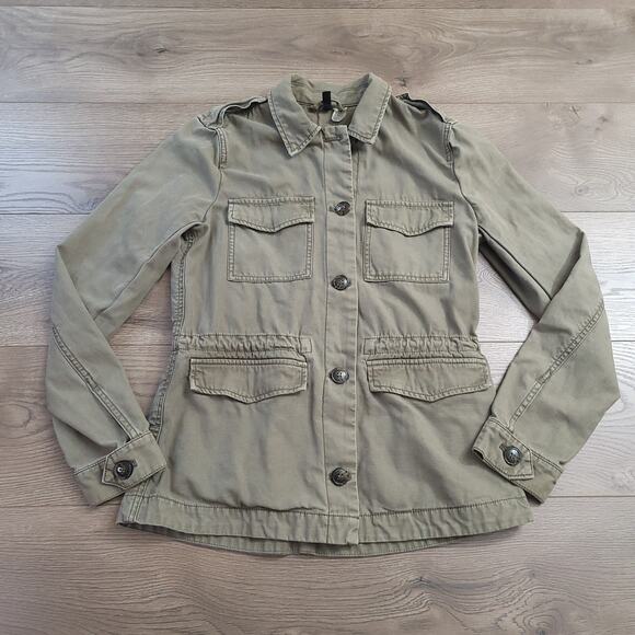 H&M Jackets & Blazers - H&M Jacket Women 6 Green Military Army Button Front Casual Coat Gorpcore Outdoor